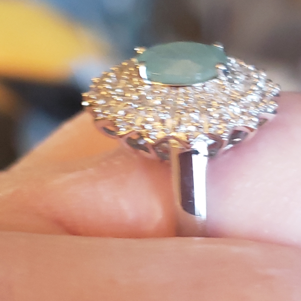 NWOT Genuine Grandidierite & White Zircon Halo Ring - Picture 5 of 10